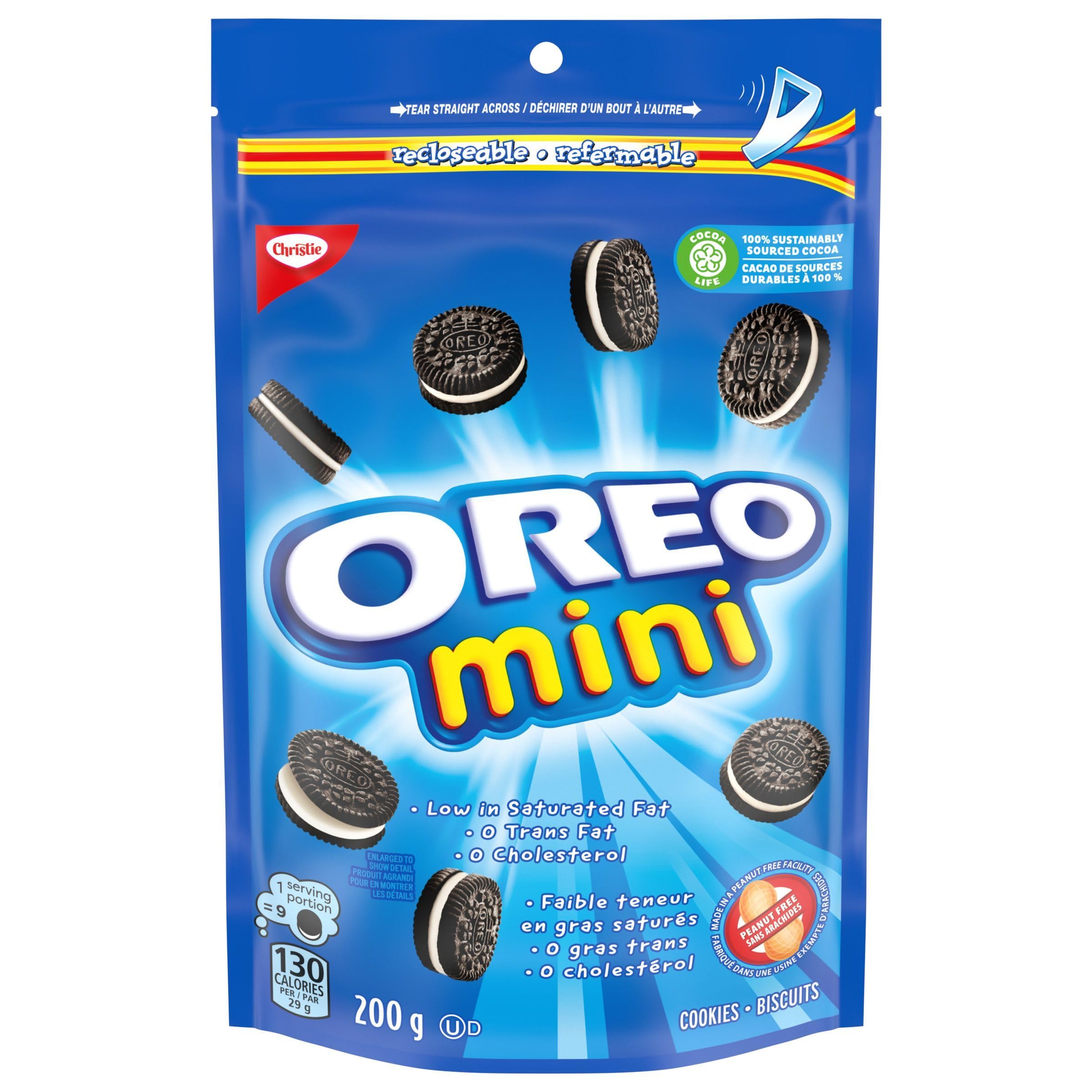 OREO Mini Original Chocolate Sandwich Cookies, Peanut Free Snack, School Snacks, 200g, Baked in Canada - 2