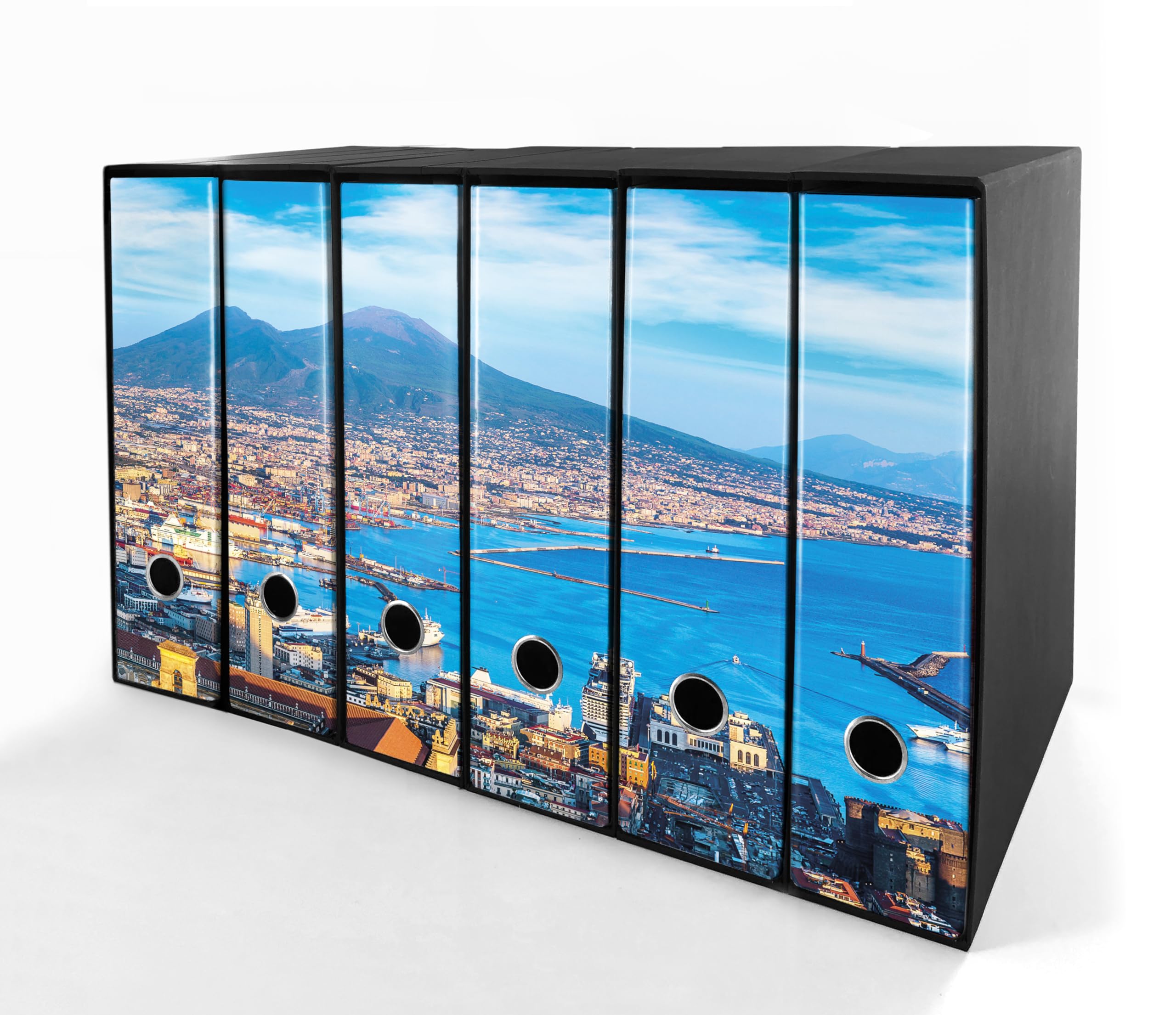 Set da 6 raccoglitori ad anelli GOLFO DI NAPOLI- Faldoni SHAREPRINTING (H31 con 4 anelli)