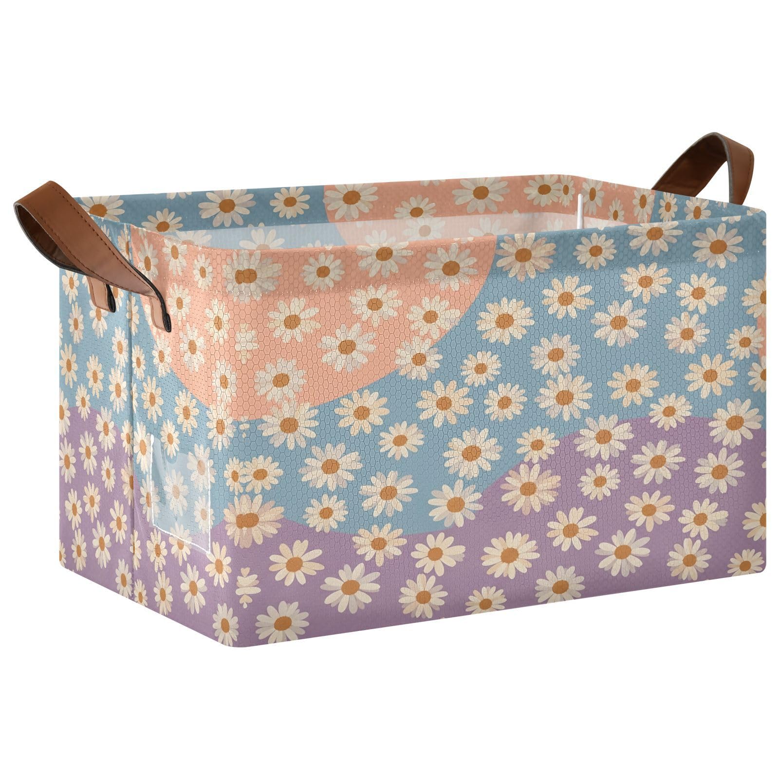 Cgiub Daisy Storage Basket Waterproof Foldable Storage Bin Baby Laundry Basket Closet Organiser for Nursery Decor Home Organizing