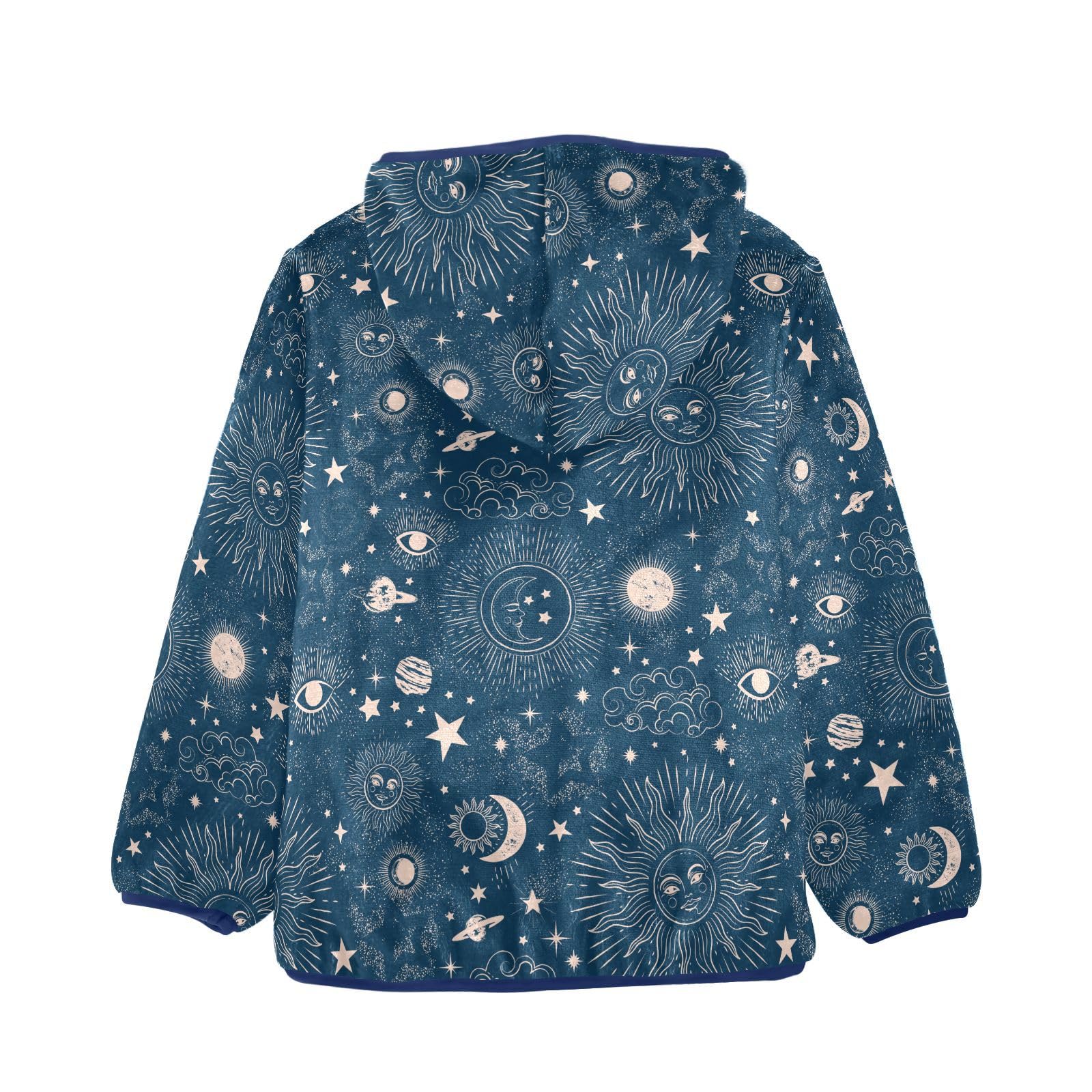 JHKKU Boys Warm Outerwear Zip Up Hoodie Sun Moon Cosmos Astrology Coat Cardigan Soft Fuzzy Fleece Jacket with Pocket