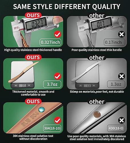 Miniatura 4 de Juego de cubiertos de oro rosa martillado de 20 piezas con cuchillos de forja dentados, juego de cubiertos de acero inoxidable 1810 para 4, juego de