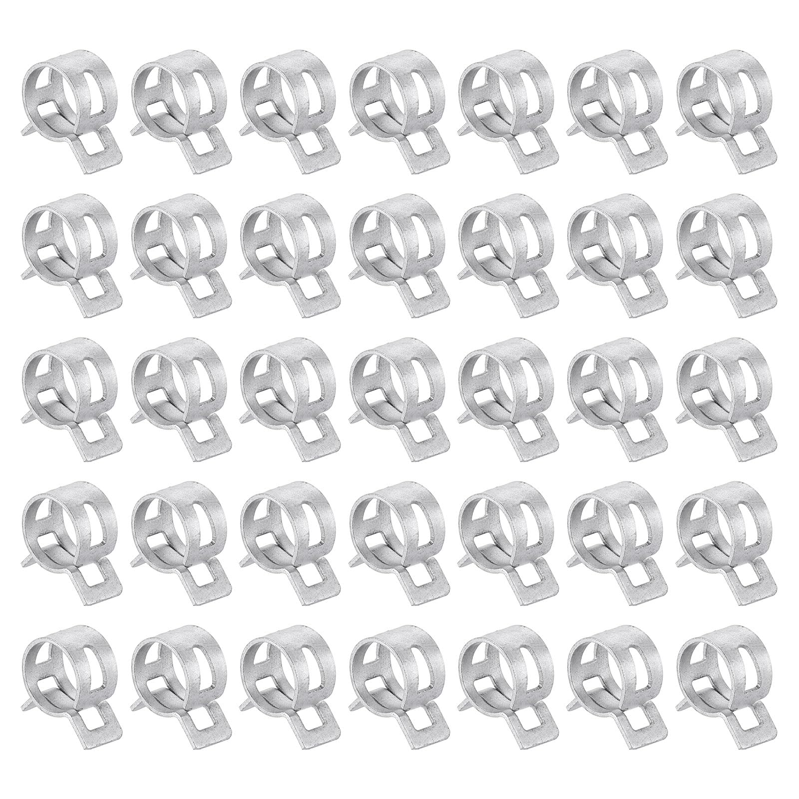sourcing map 50pcs Spring Band Type Hose Clamps 11mm Fuel Line Hose Spring Clip Silicone Vacuum Hose Pipe Clamp Low Pressure Tube Clip Fastener, Silver