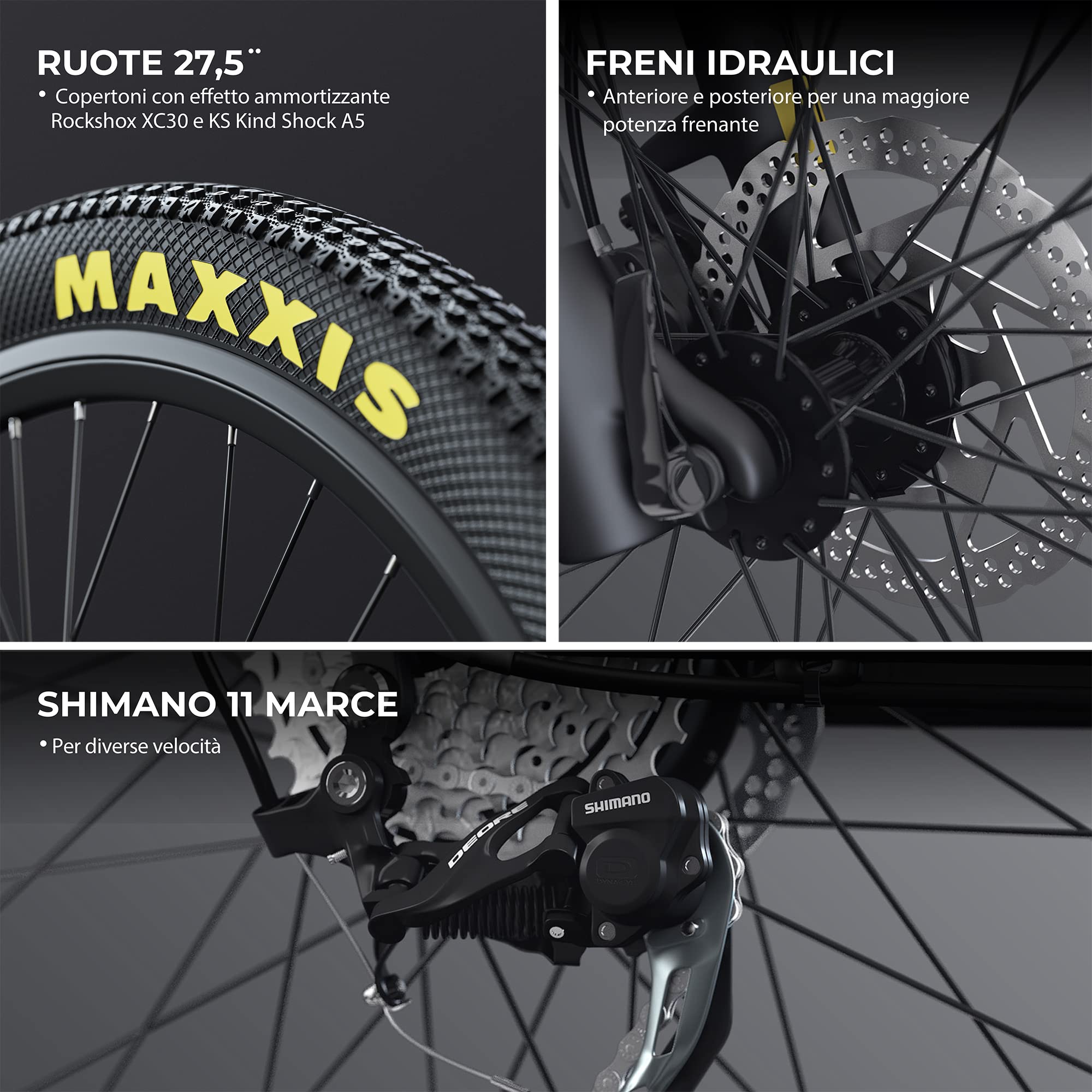 LEGEND EBIKES Etna, Bici Elettrica Pieghevole Mountain Bike Batteria Rimovibile 36V 14Ah, 25km/h, eBike 250W, 11 Velocità, Bicicletta Elettrica Ruote 27,5" Bici Elettriche, Smartbike Grigio