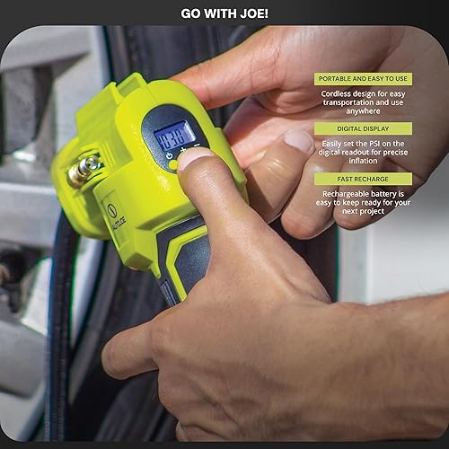 Miniatura 3 de Auto Joe Kit de compresor de aire portátil inalámbrico 24V-AJC-MAX  Con batería de 1.3 Ah, accesorios de boquilla y bolsa de almacenamiento