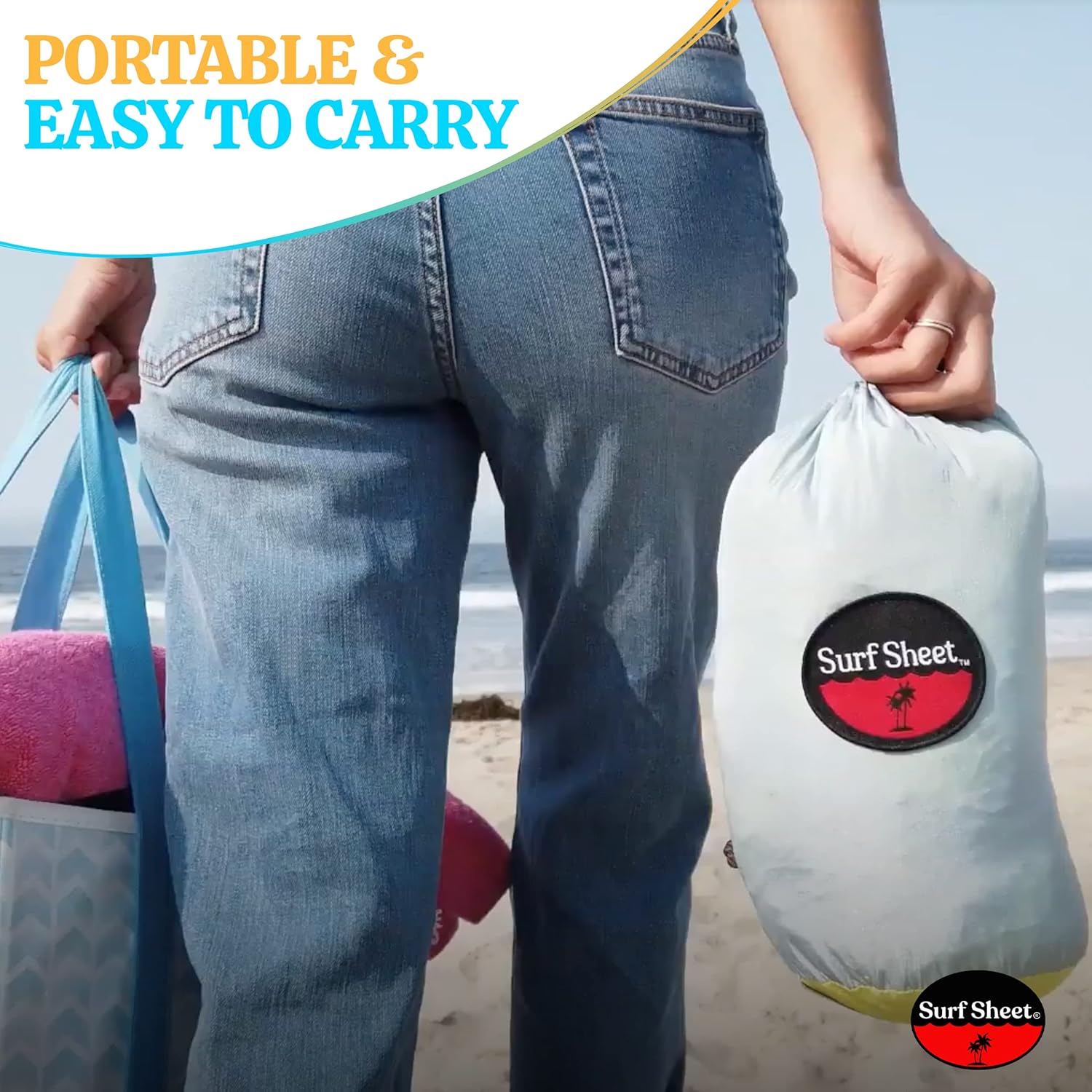 Sandproof Beach Blanket - Oversize Large Outdoor Picnic Blanket for Beaches & Camping - Portable Family Beach Blanket Waterproof Sandproof for Parks, Travel, Vacation Essentials (Yellow) - Image 6