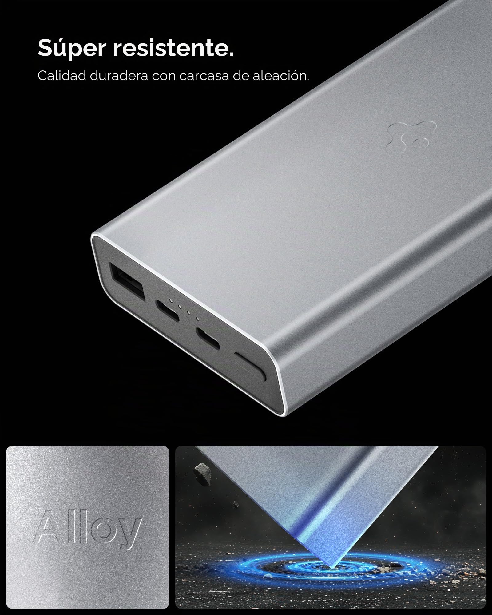 Spigen Essential 20,000mAh 30W Batería Externa, Power Bank Carga Rápida, Cargador Portátil Compatible con iPhone 17 16 Pro MAX Samsung Galaxy A57 A37 5G S26 S25 Ultra Plus Google Pixel 10a - Gris