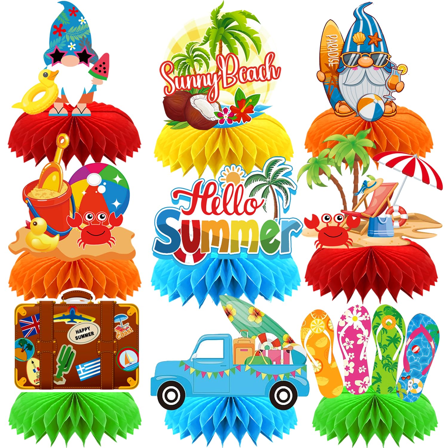 Summer Party Table Centerpieces, Summer Party Decorations, Beach Party Table Centerpieces for Hello Summer Party Decoratio...