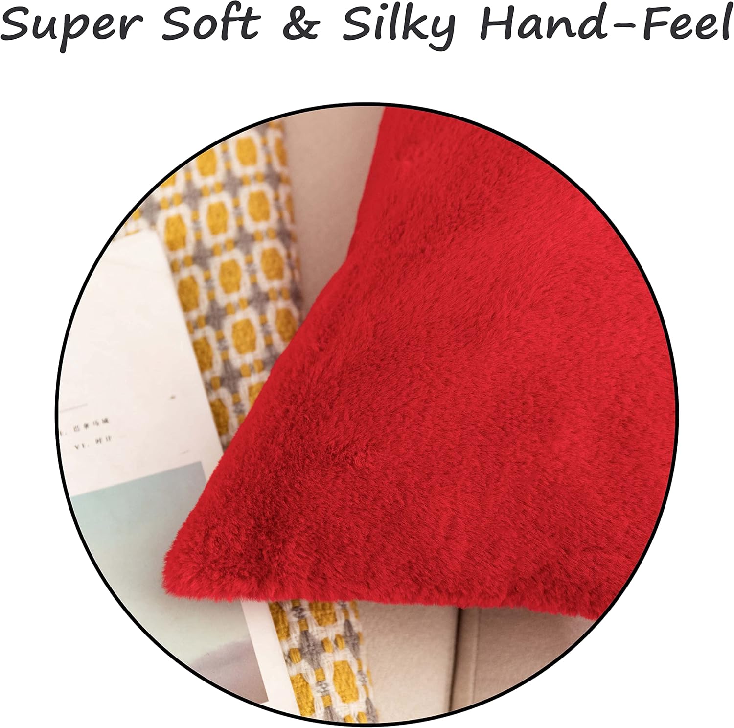 Home Brilliant Pillow Covers 26x26 Faux Fur Throw Pillows for Couch Plush Soft Euro Shams Large Pillow Covers for Bed Sofa Floor, Pack of 2, 26 x 26 inches, Red