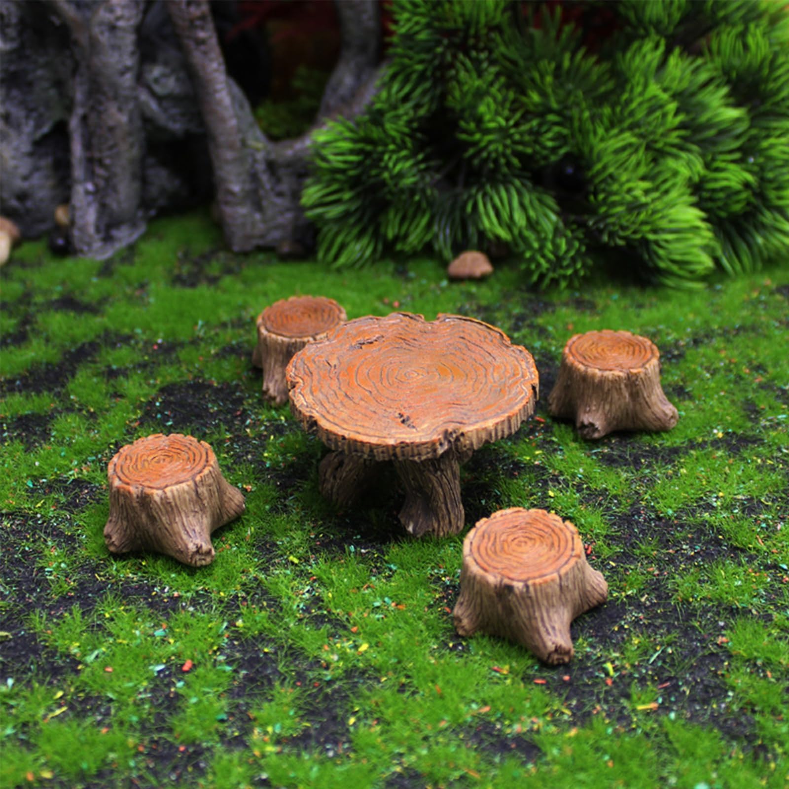 5 Pcs Fairy Garden Accessories Outdoor Miniature Table and Chairs Set Mini Resin Furniture Ornaments Kit Micro Landscape Decor for DIY Craft Gift Dollhouse Succulents Home Decoration