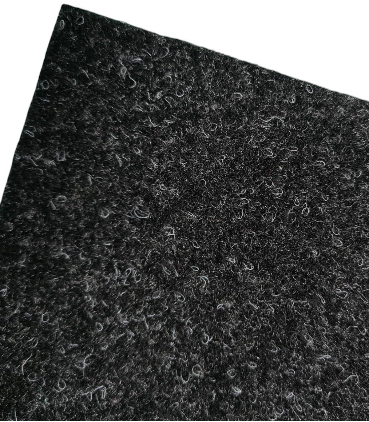 Moqueta Punzonada para Suelos, 200 cm de Ancho, 5 mm de Grosor, Poliéster Reciclado, Negro - Se vende a metros lineales - Kadusi