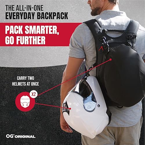 Miniatura 28 de OG Original GetAway - Mochila de motocicleta impermeable, hombre, carcasa dura, gran capacidad, expansible 35L-45L, bolsa para casco de motocicleta