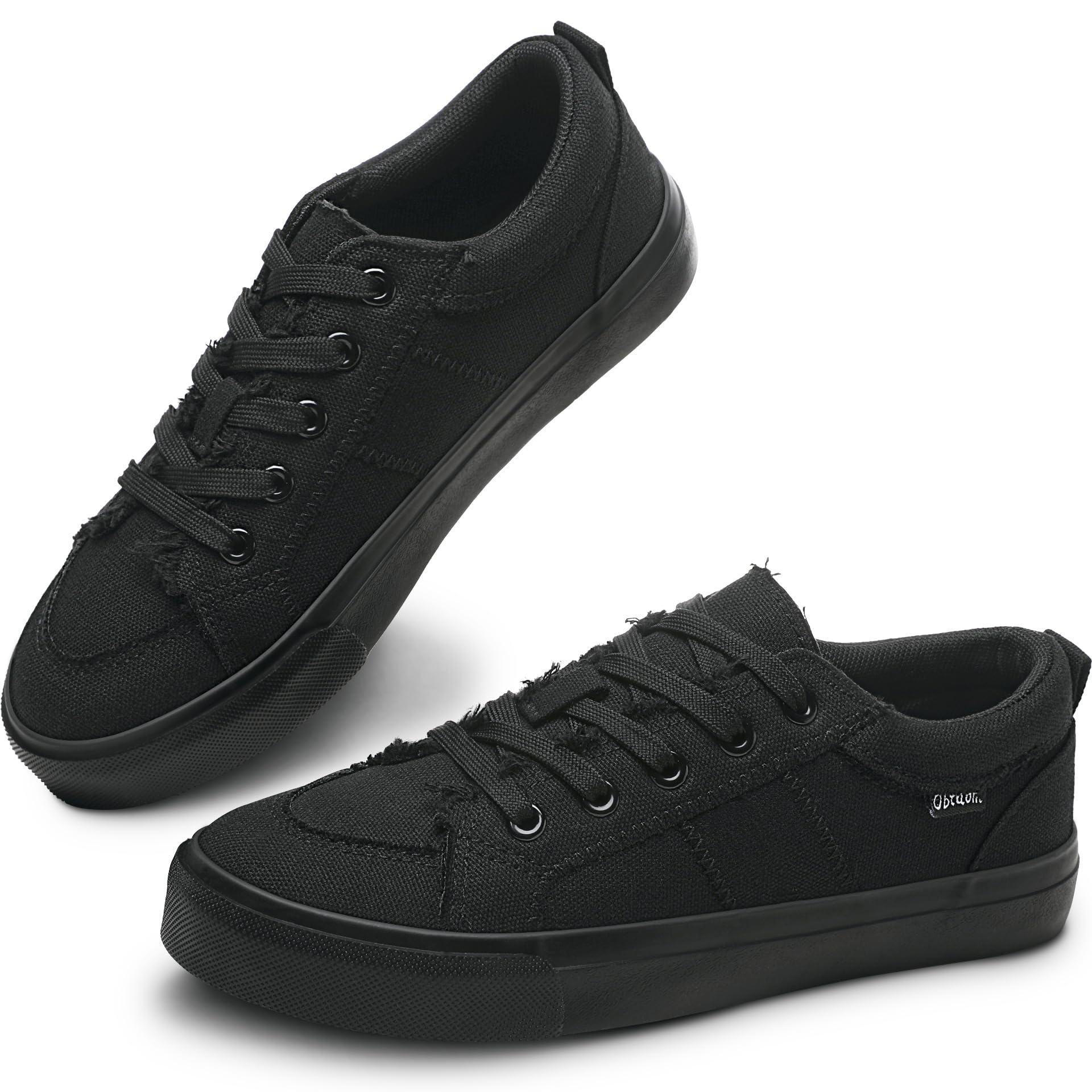Women's White Play Fashion Sneakers Cute Lace up Canvas Shoes Low Top Washed Canvas Flat for Lady
