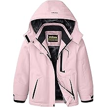 Girl's Waterproof Ski Jacket Winter Warm Fleece Lined Snow Windproof Jackets Removable Hood Ski Coat for Kids