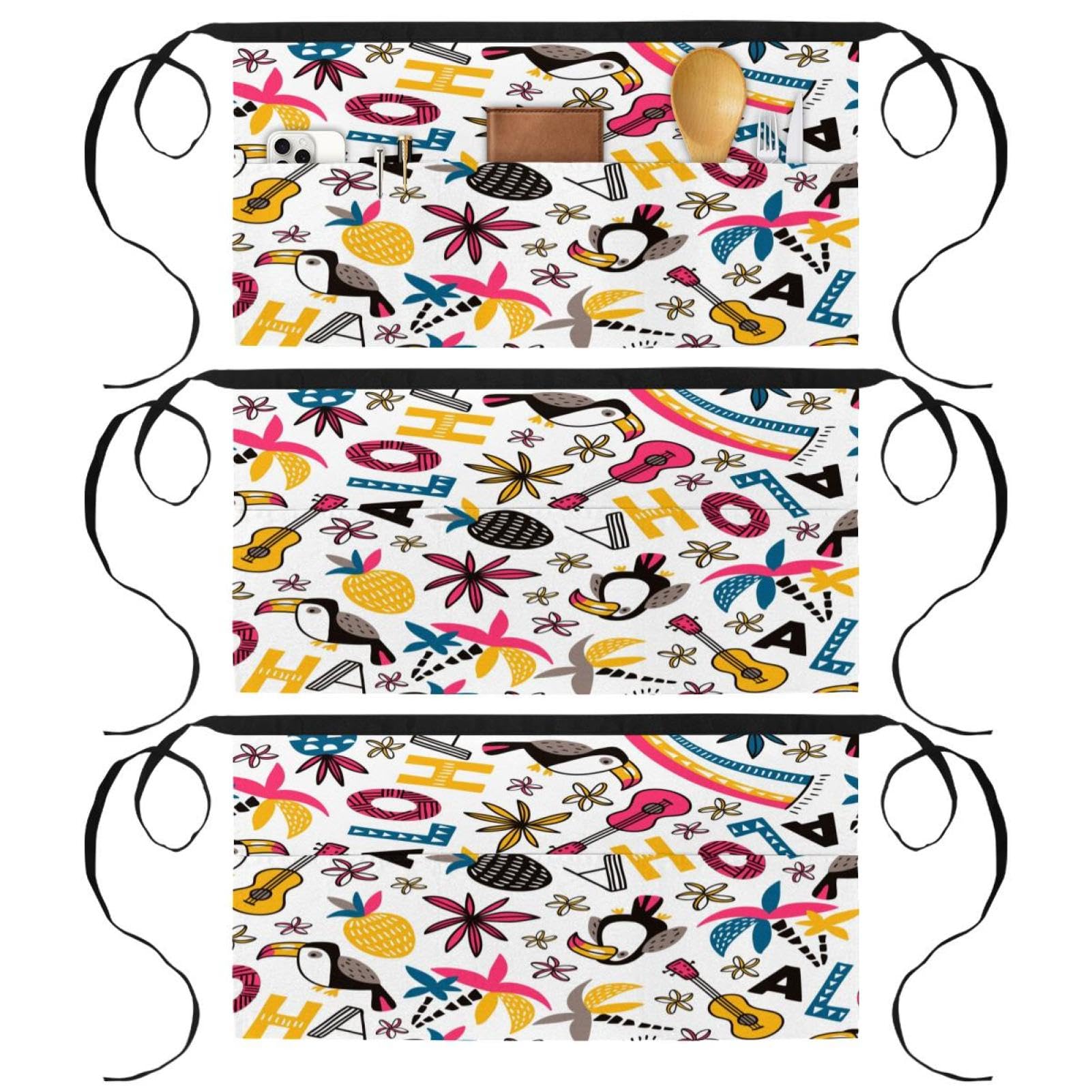 Tablier court de chef pour restaurant et bar avec motif oiseau ananas - 8