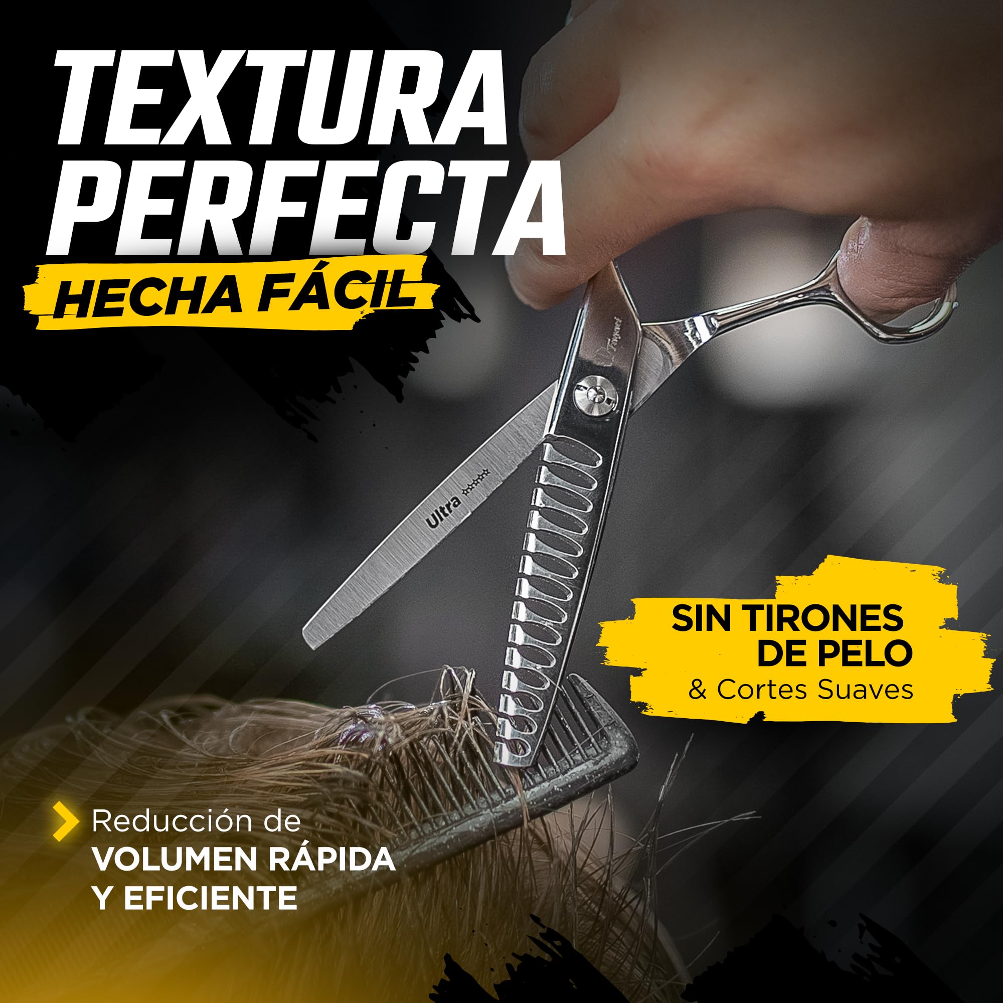 Fagaci Tijeras Peluqueria Entresacar, Dientes en T Texturizadoras 440C | Reduce el volumen del cabello hasta un 50%, Dientes en T para un agarre superior, Afilado en varias etapas, filo duradero