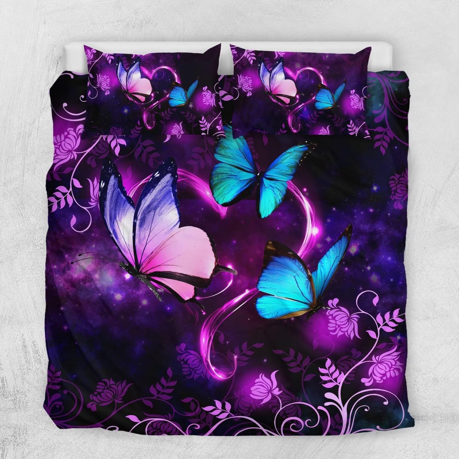 Housse de couette 264x224 cm avec 2 taies d'oreiller unies Poceacles