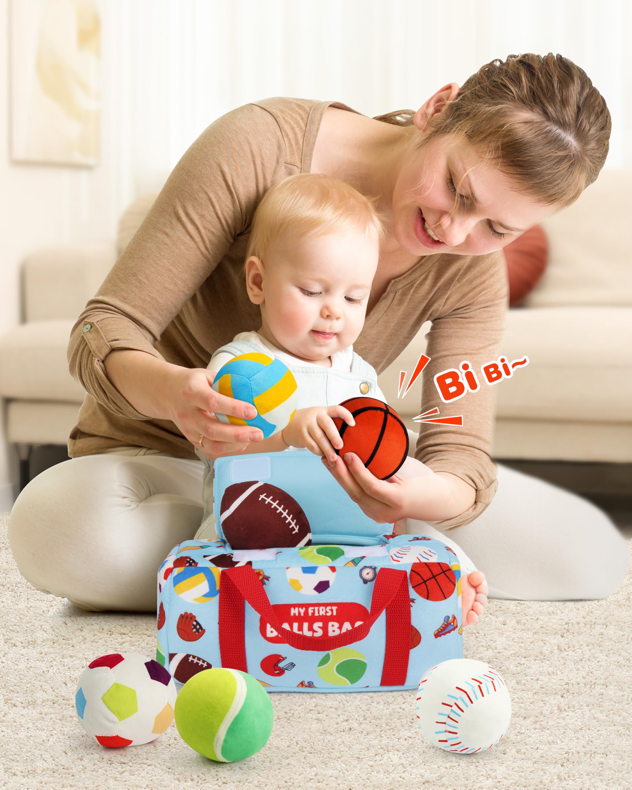 Vanmor Sensory Sports Balles pour tout-petits, jouets éducatifs avec sac de voyage, parfait pour le développement sensoriel, excellent cadeau