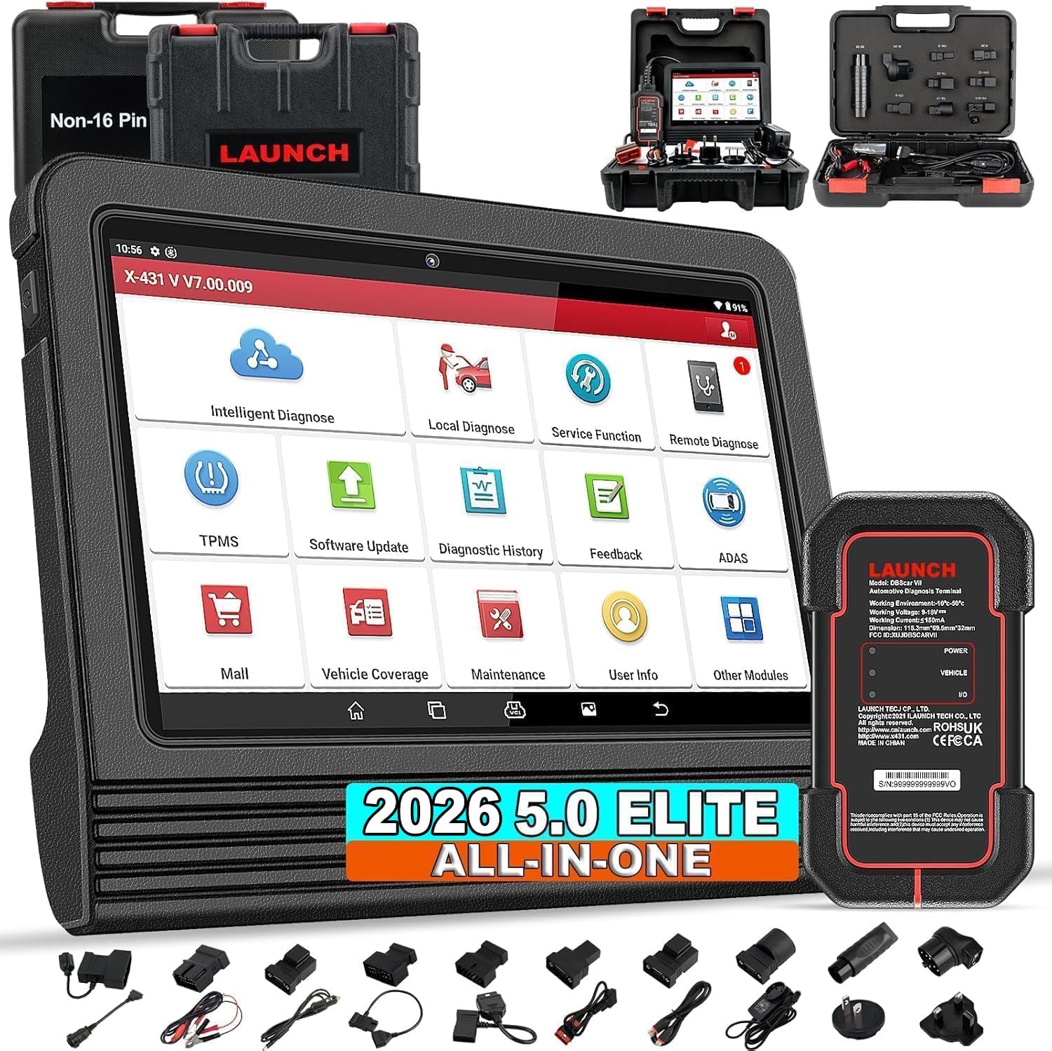 Sulfar 2021 X431 V PRO V4 Bi-Directional Scan Tool Full System Scanner, Key Programming, Reset Functions ABS Bleeding, TPMS, EPB, SAS, DPF, BMS, ECU Coding, Injector Coding, Year Free Update2