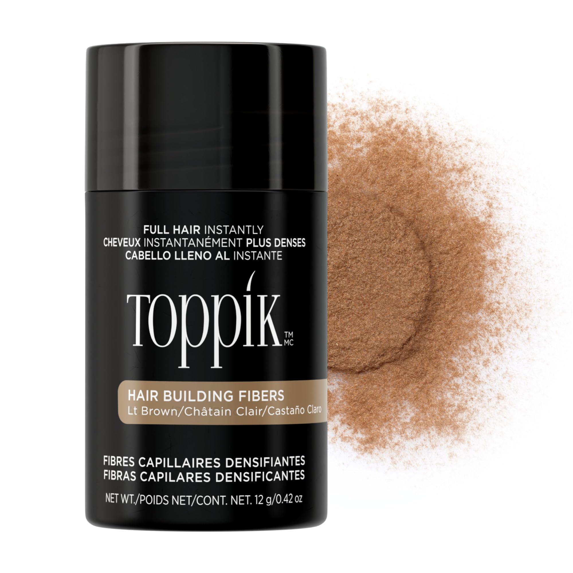 Photo 1 of Toppik Hair Building Fibers, Light Brown, 12g Fill In Fine or Thinning Hair, Instantly Thicker, Fuller Looking, 9 Shades for Men & Women, Keratin Protein Formula