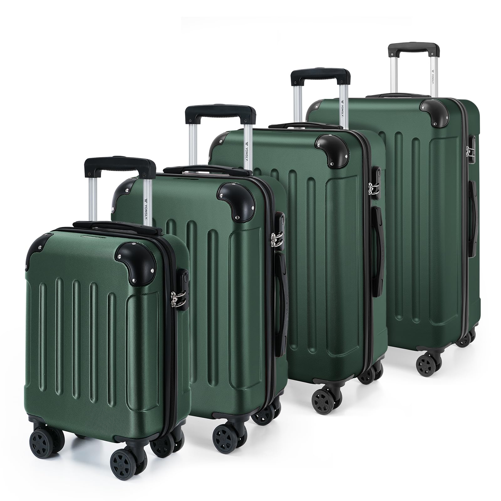 YONSLY Gepäck Reisekoffer, Trolley Rollkoffer Handgepäck, Hartschalenreisekoffer mit 360° Lenkrollen, Zahlenschloss, Mehrstufiger Teleskopgriff