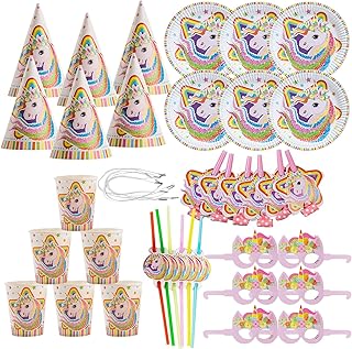 36pcs Piatto di carta unicorno,Set di tovaglioli di unicorno,Set di forniture per feste a tema unicorno,Set di accessori per feste di unicorno,Servizio da tavola di compleanno (unicorno)