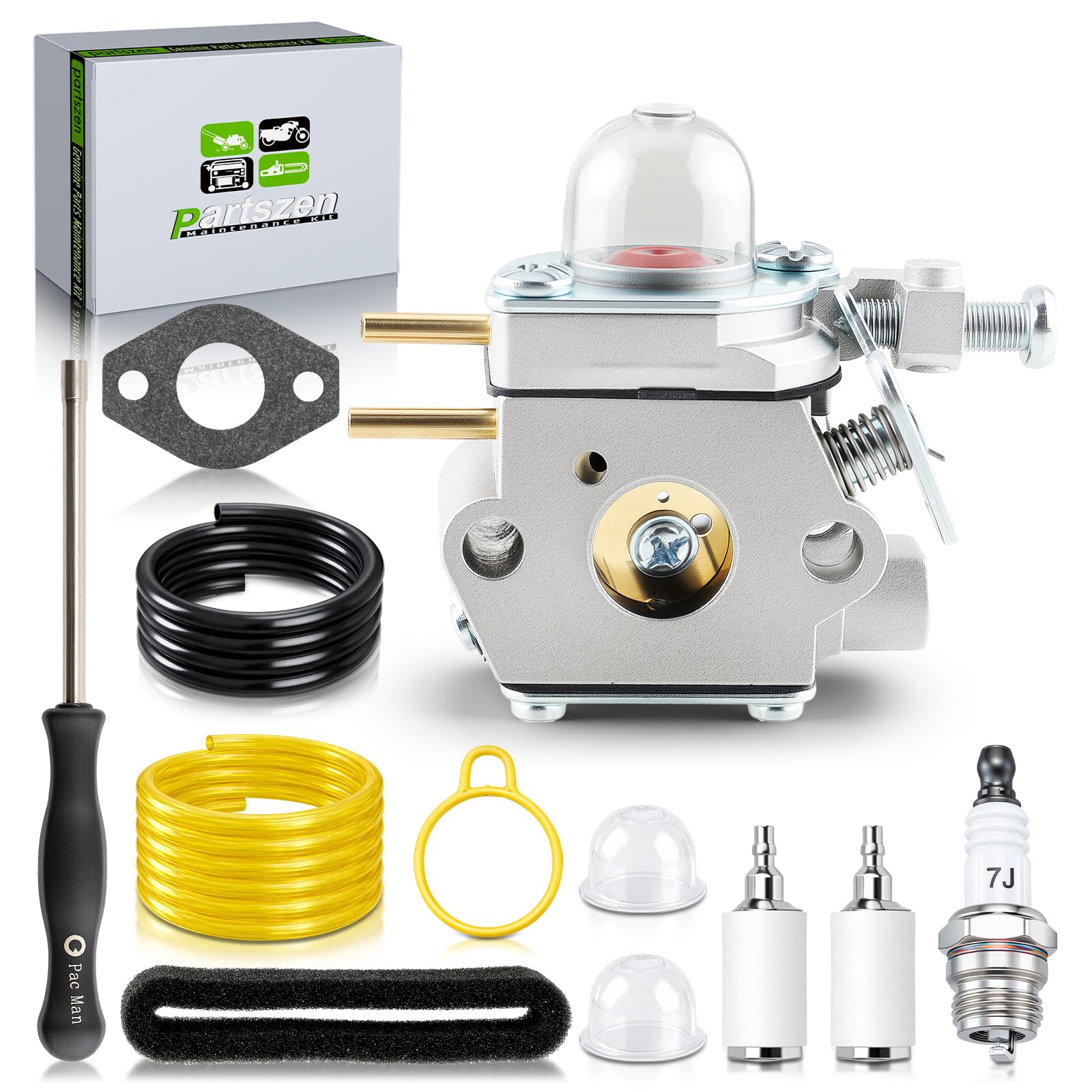 partszen 753-06190 Carburetor for Troy-Bilt TB80EC TB32EC YM21CS TB21EC TB22EC 2 Cycle String Trimmer Craftsman Weed Eater Whacker 27CC Replacement for # WT-973 MTD with Carb Adjustment Tool-image-11