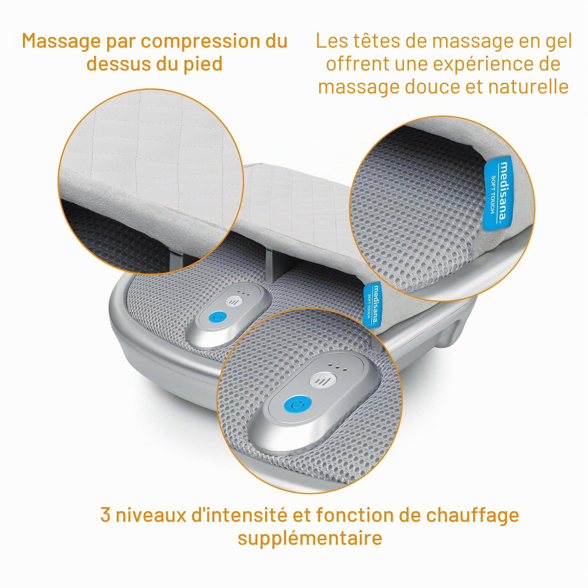 medisana FMG 880 Appareil de massage des pieds, Appareil de massage Shiatsu électrique, 3 niveaux d'intensité, Fonction chaleur, Fonction lumière rouge, Favorise la circulation sanguine