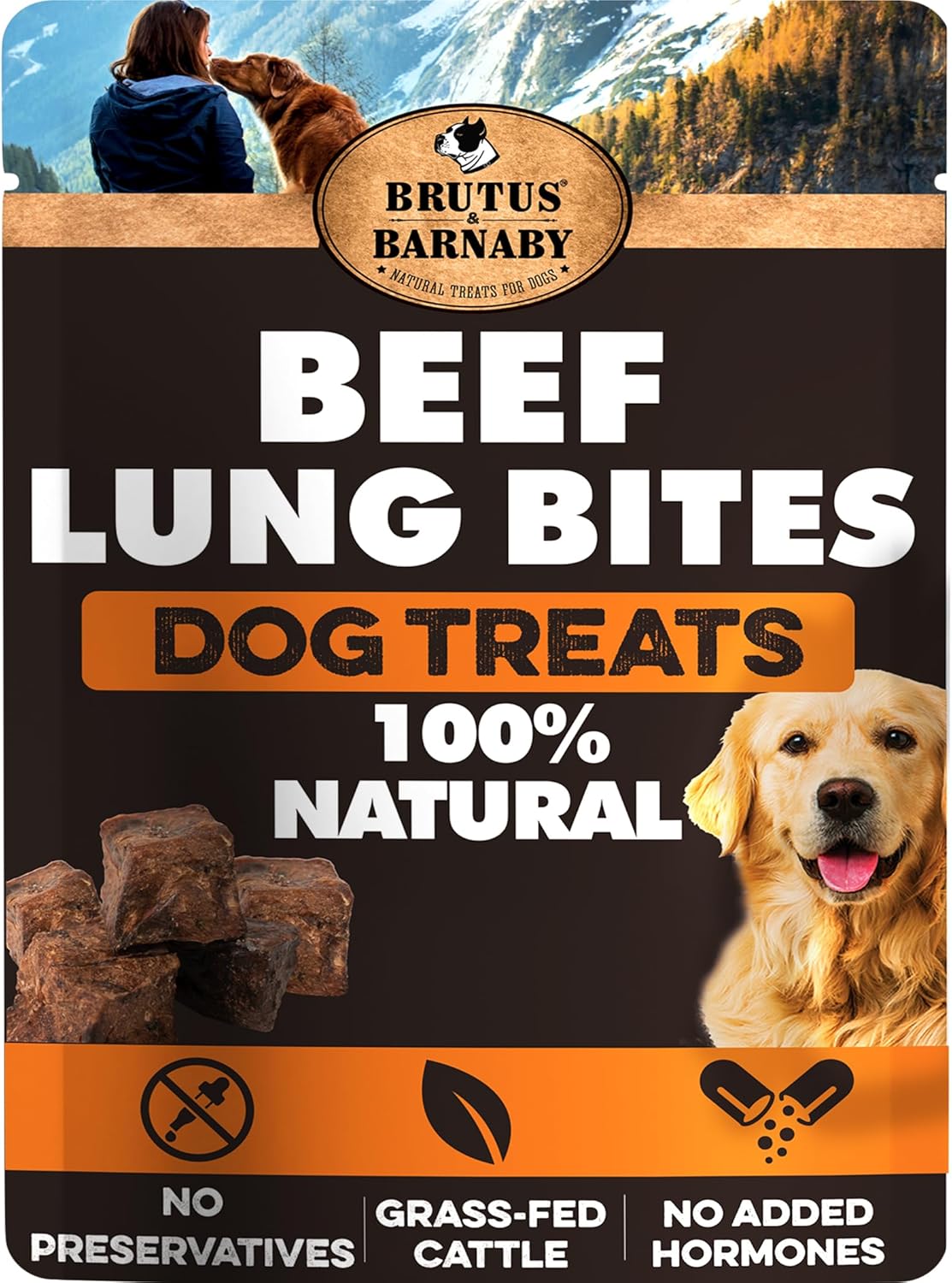 BRUTUS & BARNABY Beef Lung Bites - 100% Beef Lung Dog Treat