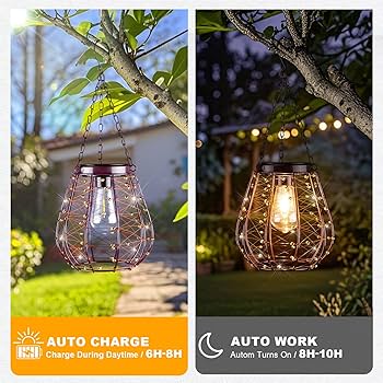 Amazon.com: Hanging Solar Lantern Lights, Solar Chandelier
