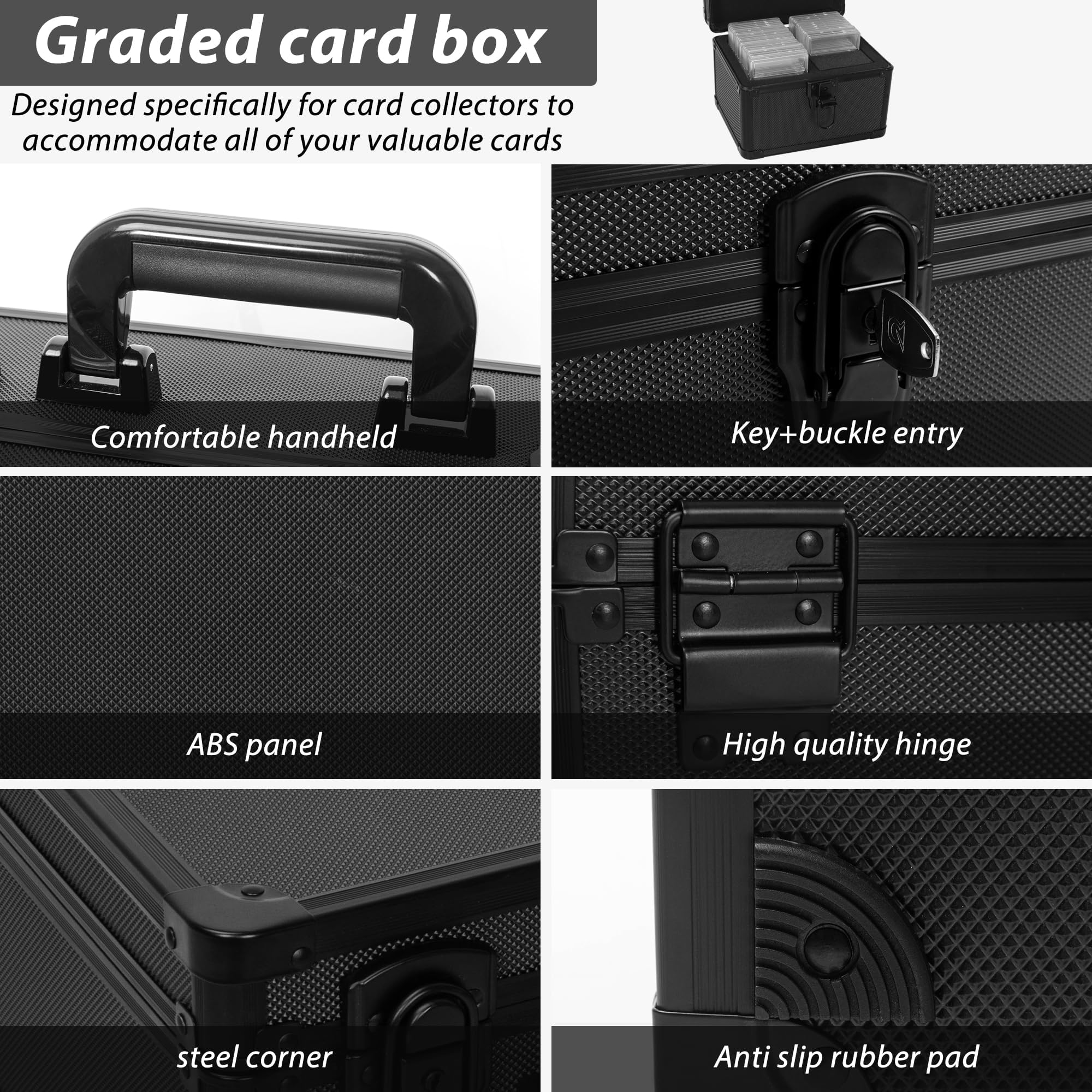 AKOZLIN Caja de almacenamiento graduada para tarjetas Toploaders, apta para 40 PSA, CSG, BGS y Top Loader, Graded Card Box con ranuras de espuma gruesa extraíbles 35,6 x 26,7 x 18 cm