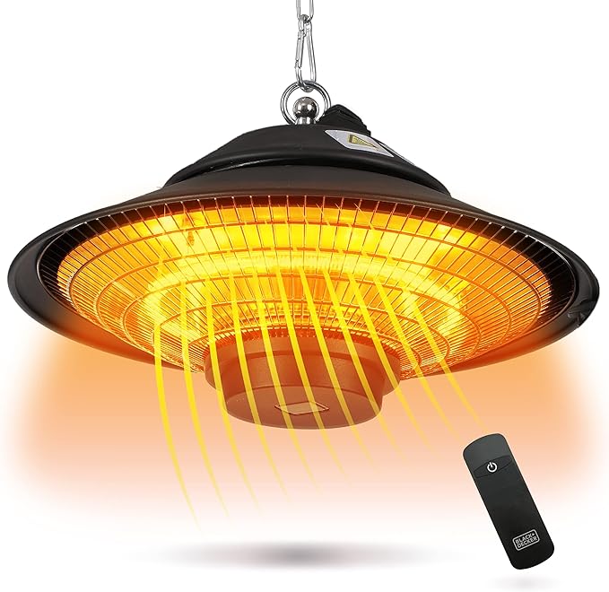 BLACK+DECKER Patio Electric Heater for Ceiling, Heater for Outside with Remote Control