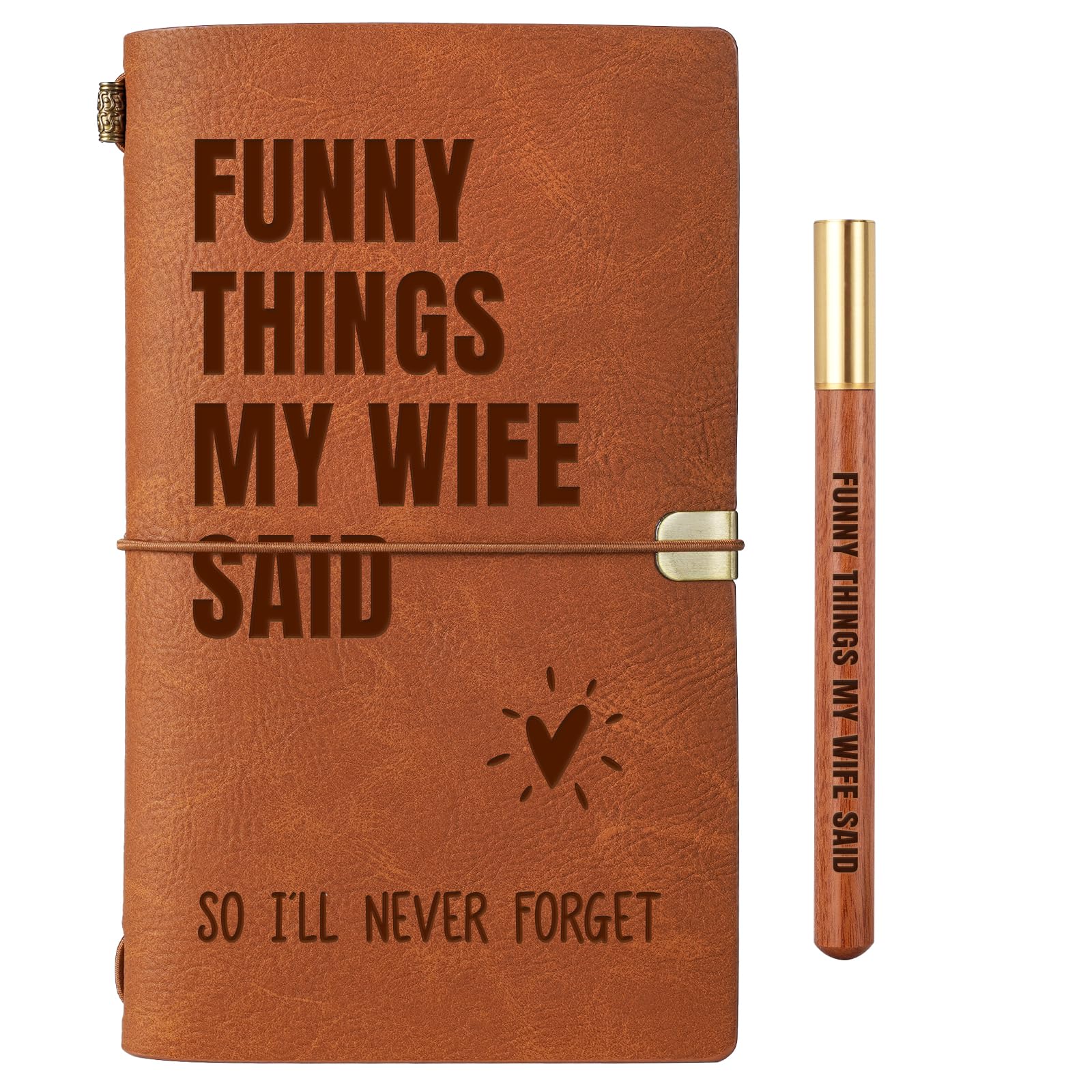 Wife Birthday Gifts, Wedding Anniversary Valentines Gifts For Wife From Husband, Leather Journal Notebook With Matching Wooden Pen, Portable Travel Leather Notebook For Husband, Romantic Gift