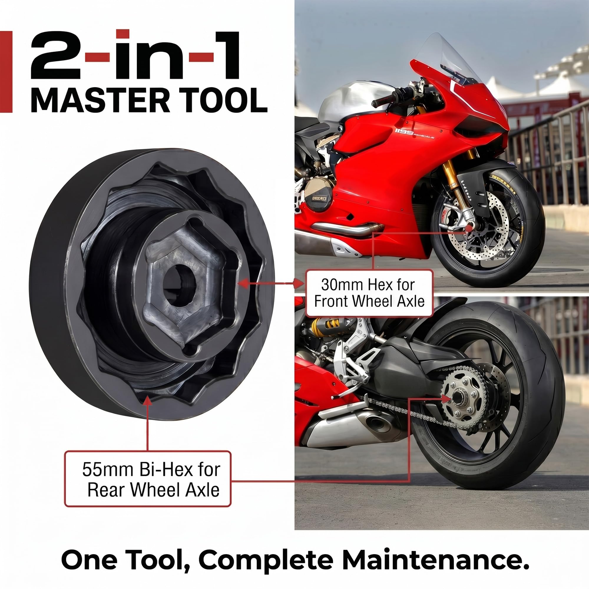 Amazon.com: 30mm + 55mm Wheel Nut Socket for Ducati | 2-in-1 Front