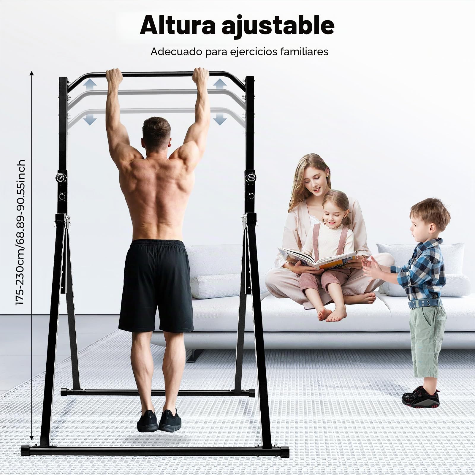 Barra de dominadas plegable independiente, para casa, gimnasia, gimnasia, para el hogar, gimnasios, centros deportivos, altura regulable 175-230 cm, capacidad de carga de hasta 200 kg