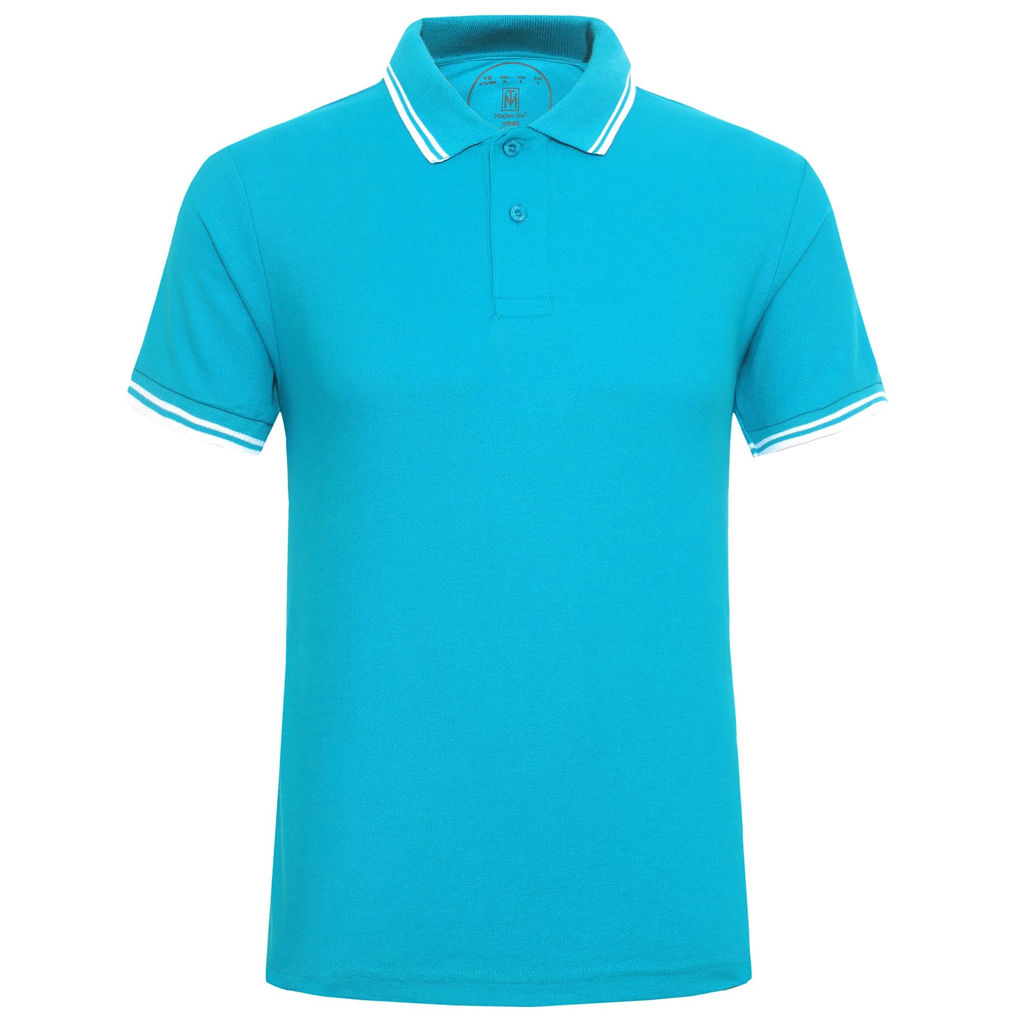 Men's Cotton Casual Polo Shirt Short Sleeve Striped Solid Golf Polo Shirts  for Men Classic Pique Relaxed-Fit