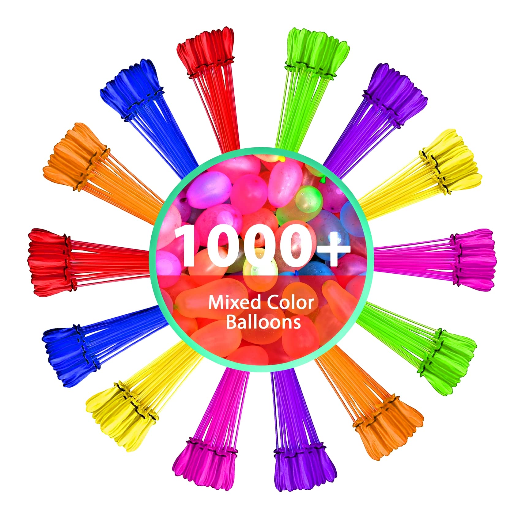 Splash A Balloon Biodegradable Water Balloons Quick Fill self Sealing Extra Easy Hot Summer Outdoor Kids Games - bloonies Water Toys Kid Set (500)