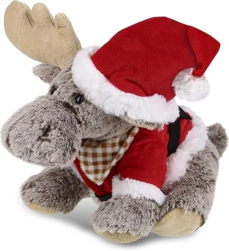 DolliBu Juguete de peluche de alce de Santa Floppy  Disfraz de animal salvaje súper suave con traje de Papá Noel rojo, bonito regalo de vida disponible en Yaxa Colombia
