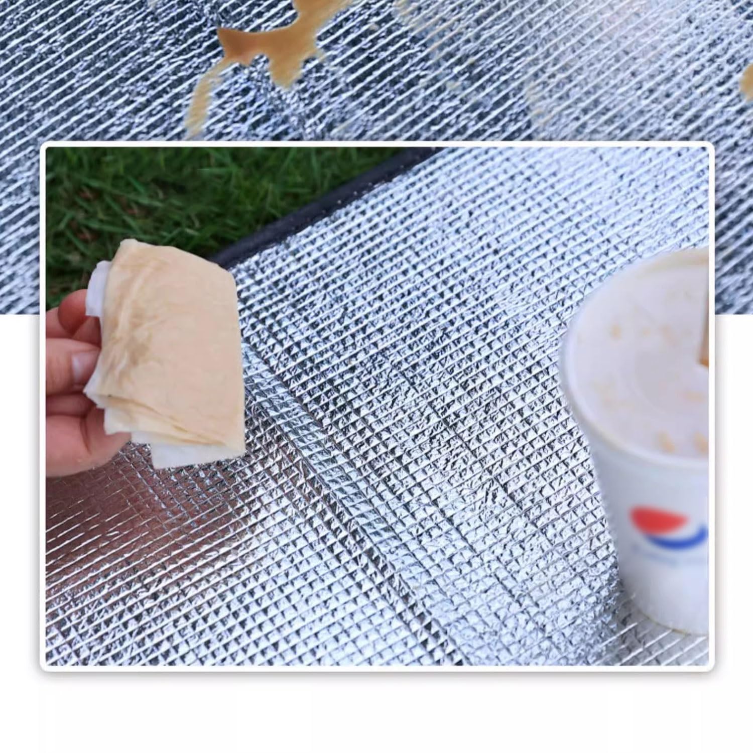 Mata kempingowa aluminiowa, Mata kempingowa z folii aluminiowej 9 mm Dwustronna karimata 0,9-3x2 m Torba do przechowywania