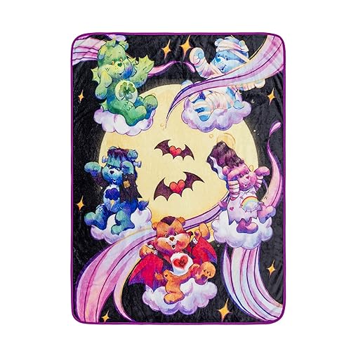 Care Bears x Universal Monsters Raschel Throw Blanket | Soft Polyester Cover for Sofa, Bed | 45 x 60 Inches