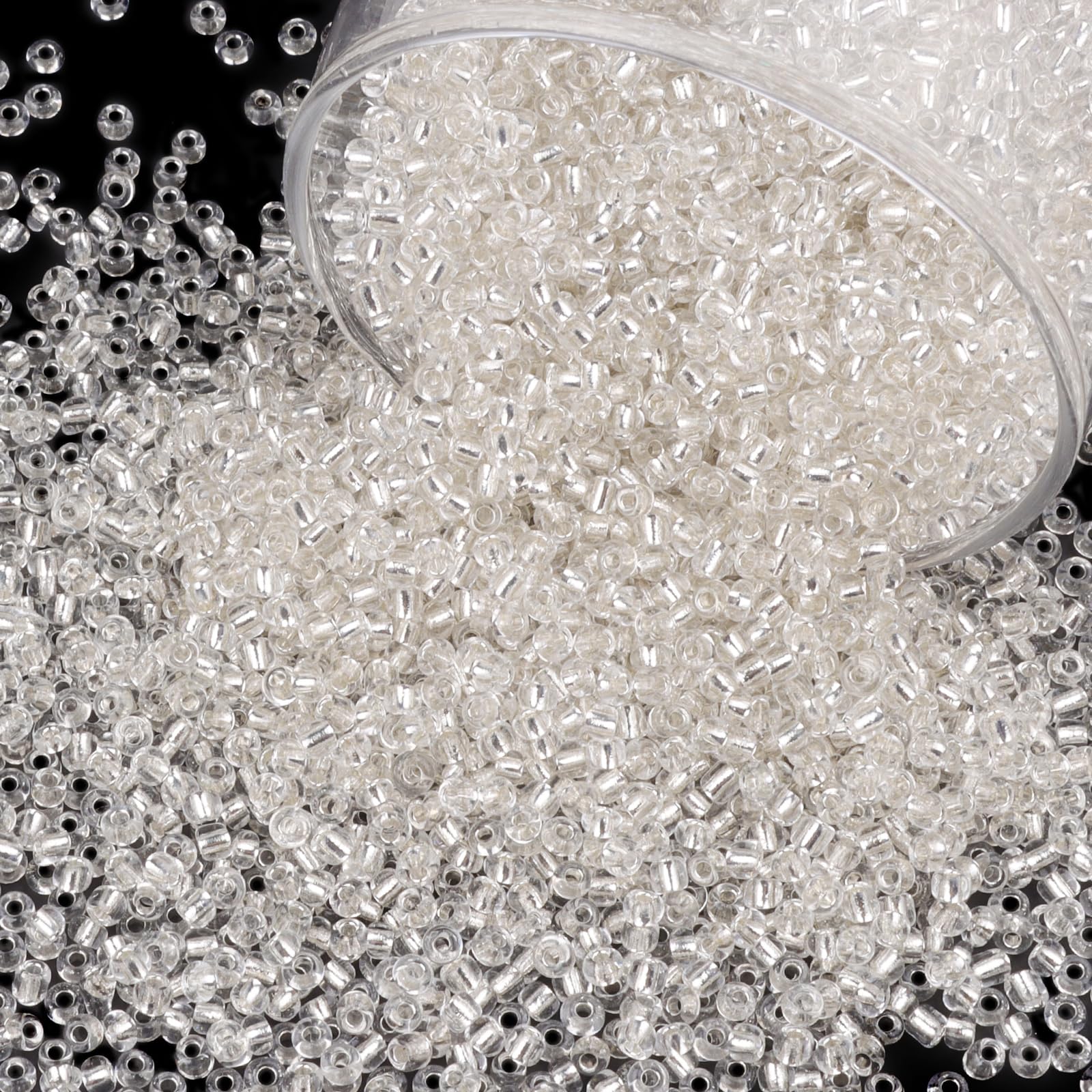 Gacuyi 5100 Pcs Size 8/0 Glass Seed Beads, 3 mm White Small Mini Spacer Loose Pony Beads for Jewelry Making and DIY Crafts