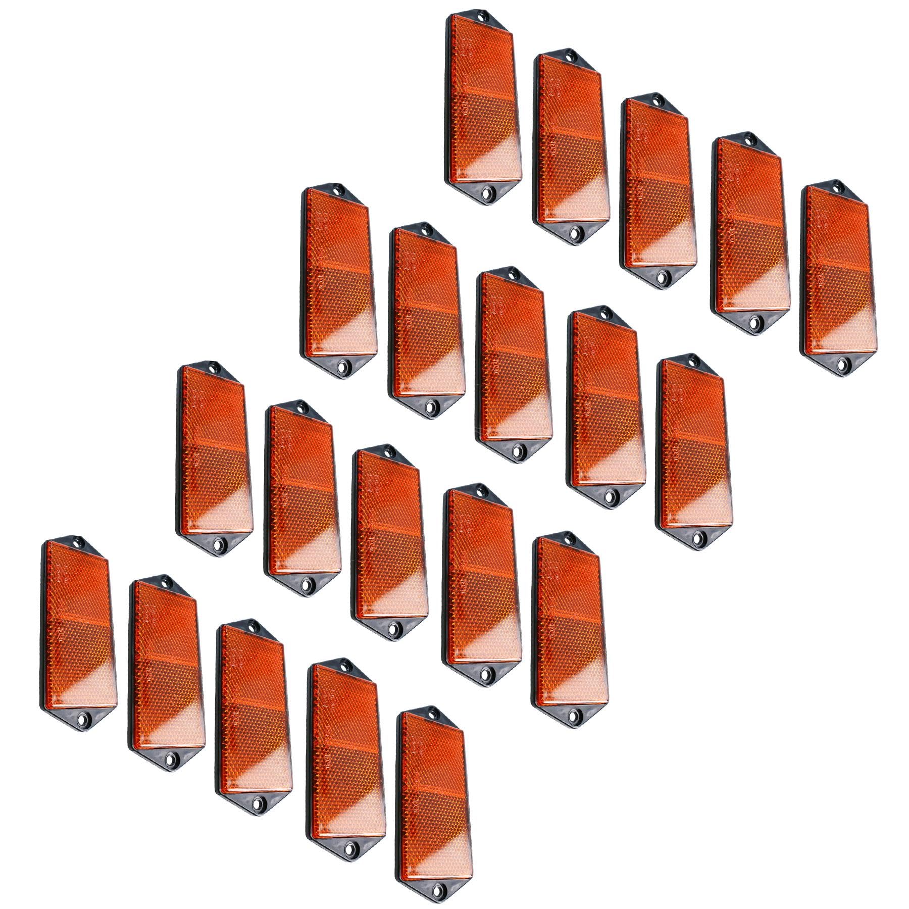 20 x Orange Amber Large Rectangular Reflectors Driveway Gate Fence Post Trailers