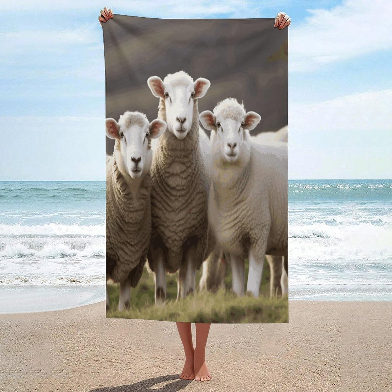 Adfgyerh Unisex Style Sheep And Lambs Bath Towels Beach Towel Lightweight Quick Dry, Bath Towel For Travel Sports Pool Swimming Bath Camping Yoga Adults130x80cm