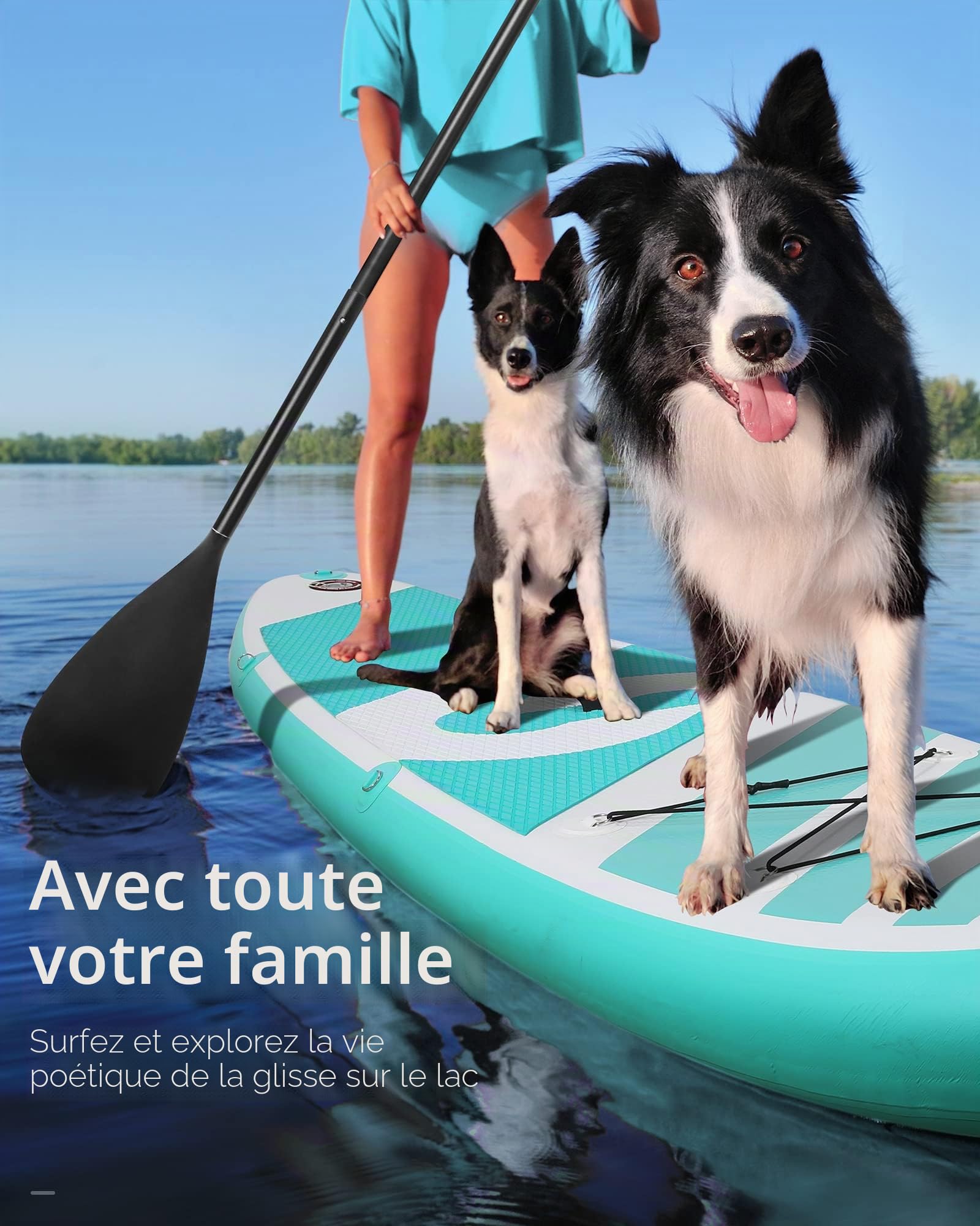 Planche à pagaie gonflable avec accessoires complets de qualité supérieure - 304,8 x 76,2 x 15,2 cm - Pour les jeunes et les adultes s'amusent dans les océans, les rivières et les lacs