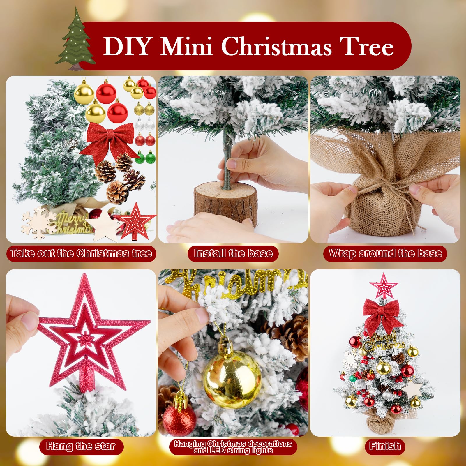 Mini Sapin De Noël Artificiel De 60 Cm Avec Lumières LED