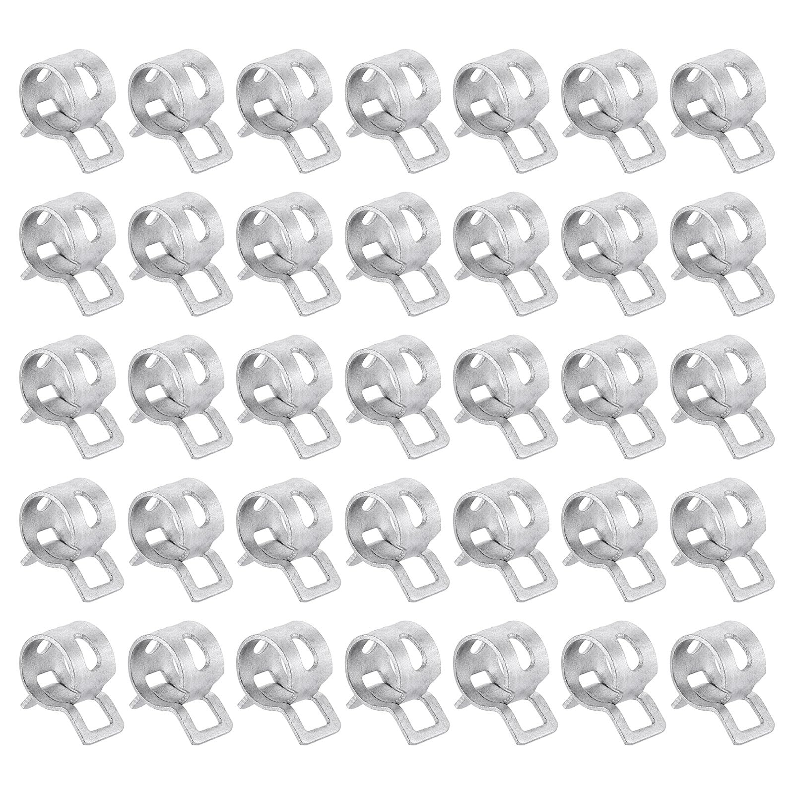 sourcing map 50pcs Spring Band Type Hose Clamps 8mm Fuel Line Hose Spring Clip Silicone Vacuum Hose Pipe Clamp Low Pressure Tube Clip Fastener, Silver