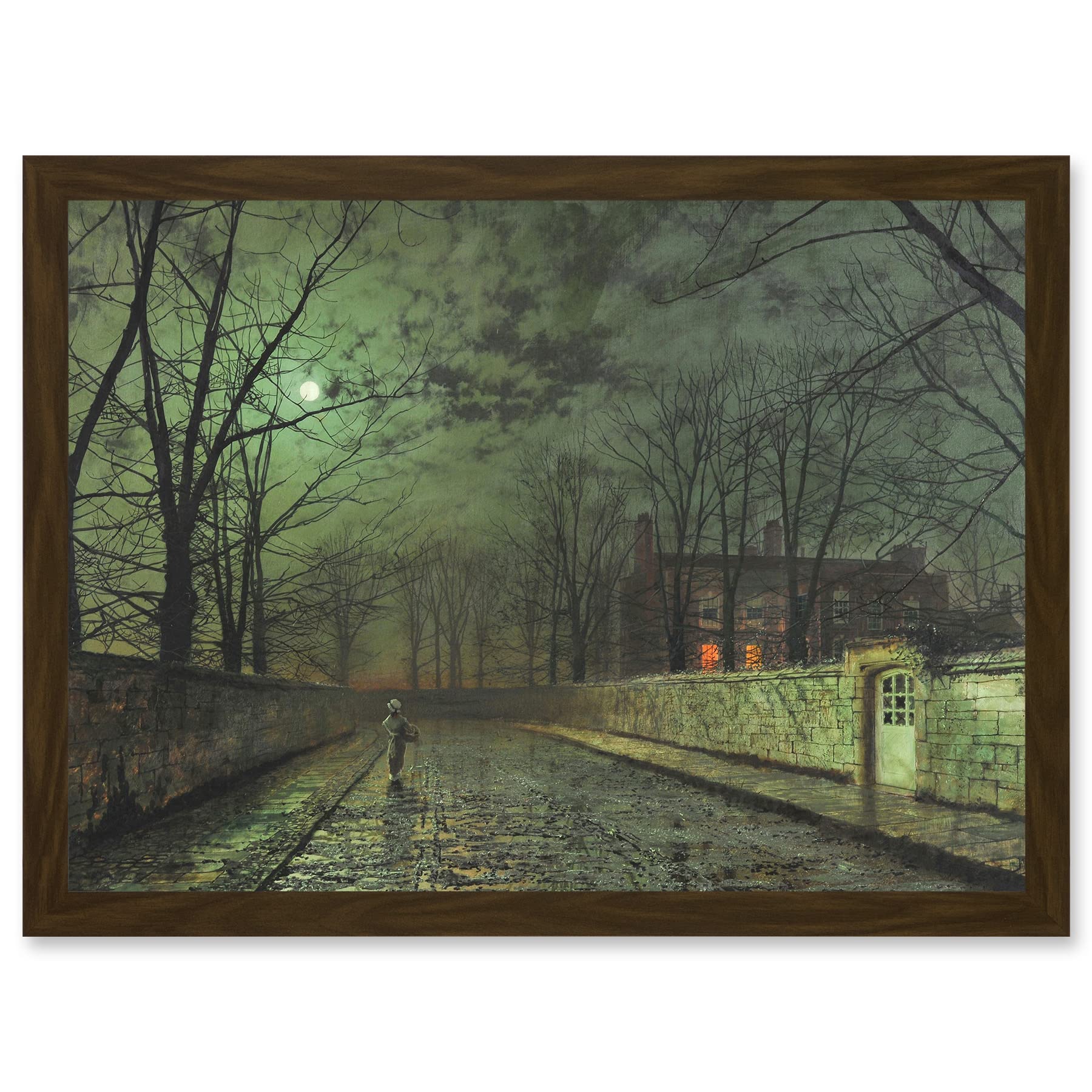 Artery8 John Atkinson Grimshaw Moonlit Street Old Master Painting Artwork Framed Wall Art Print A4