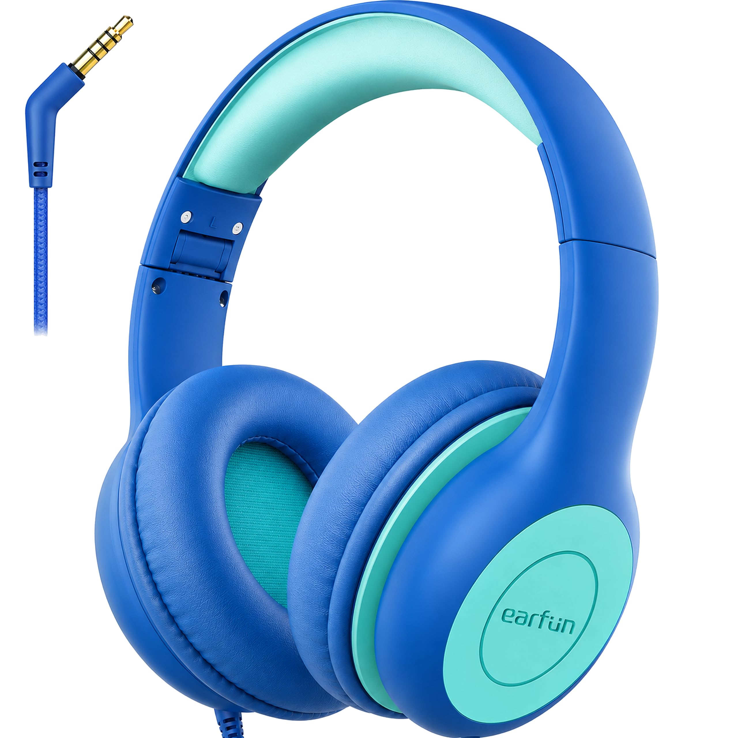 EarFun Kinder Kopfhörer mit 3,5 mm Kabel, Lautstärkebegrenzung | 85/94 dB für kindgerechtes Hören, bequem, klarer Klang, Audio Sharing, faltbar & verstellbar, Mikrofon, für Schule & Lernen