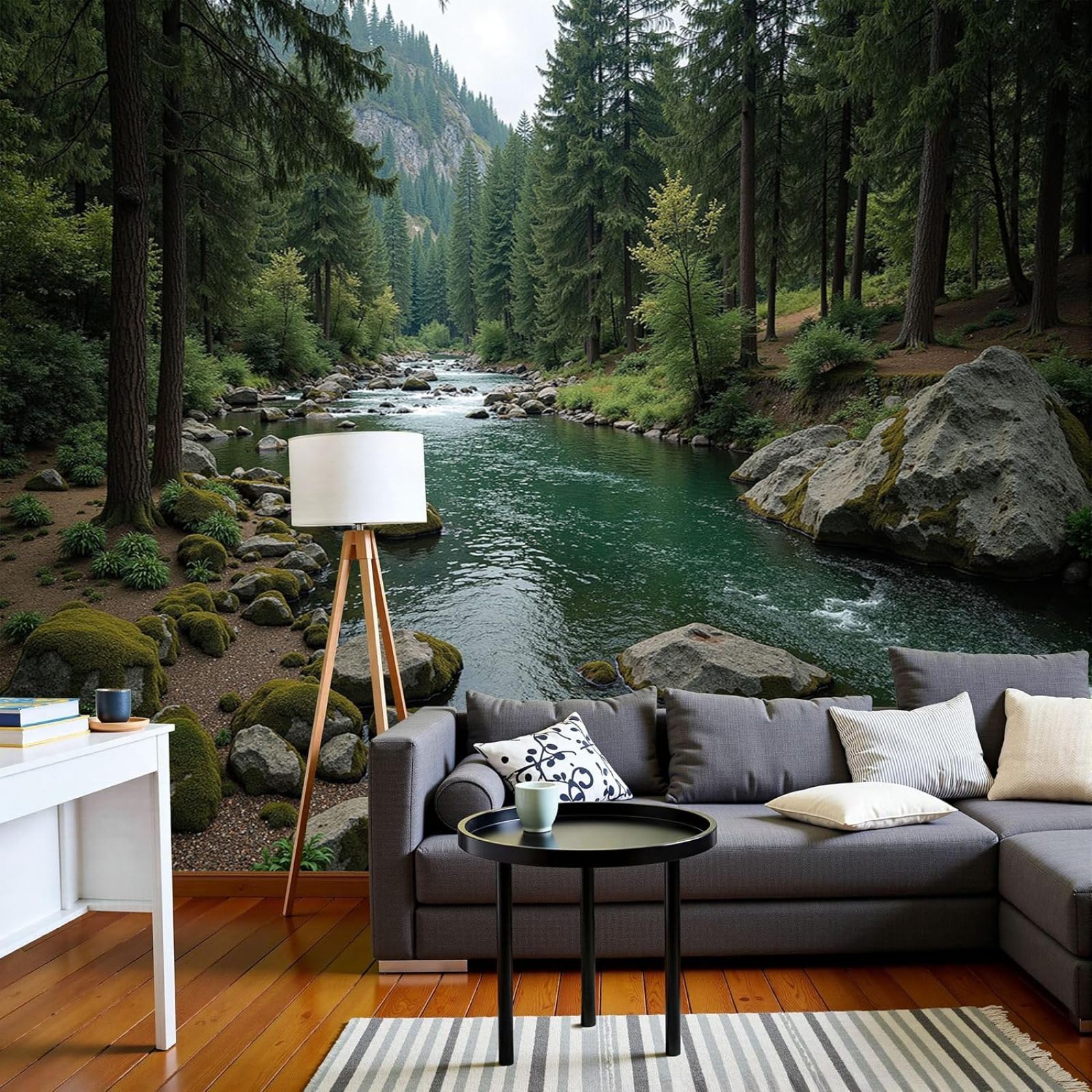 Nature Landscape Photo Wallpaper - XXL Photo Wallpaper, Primeval Forests and Rivers 3D Effect, Green, for Living Room and Bedroom, Non-woven Wallpaper, 400cm x 280cm, Stickers - Frameless Painting - P