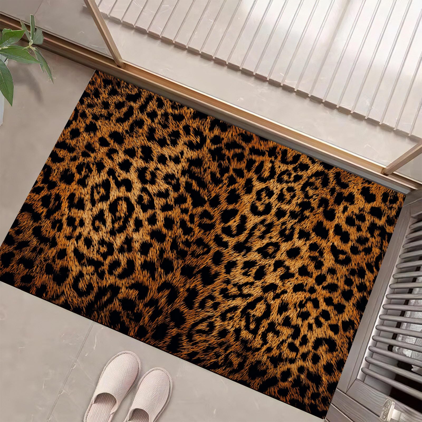 Tapis souple lavable léopard punk paillasson antidérapant et mince