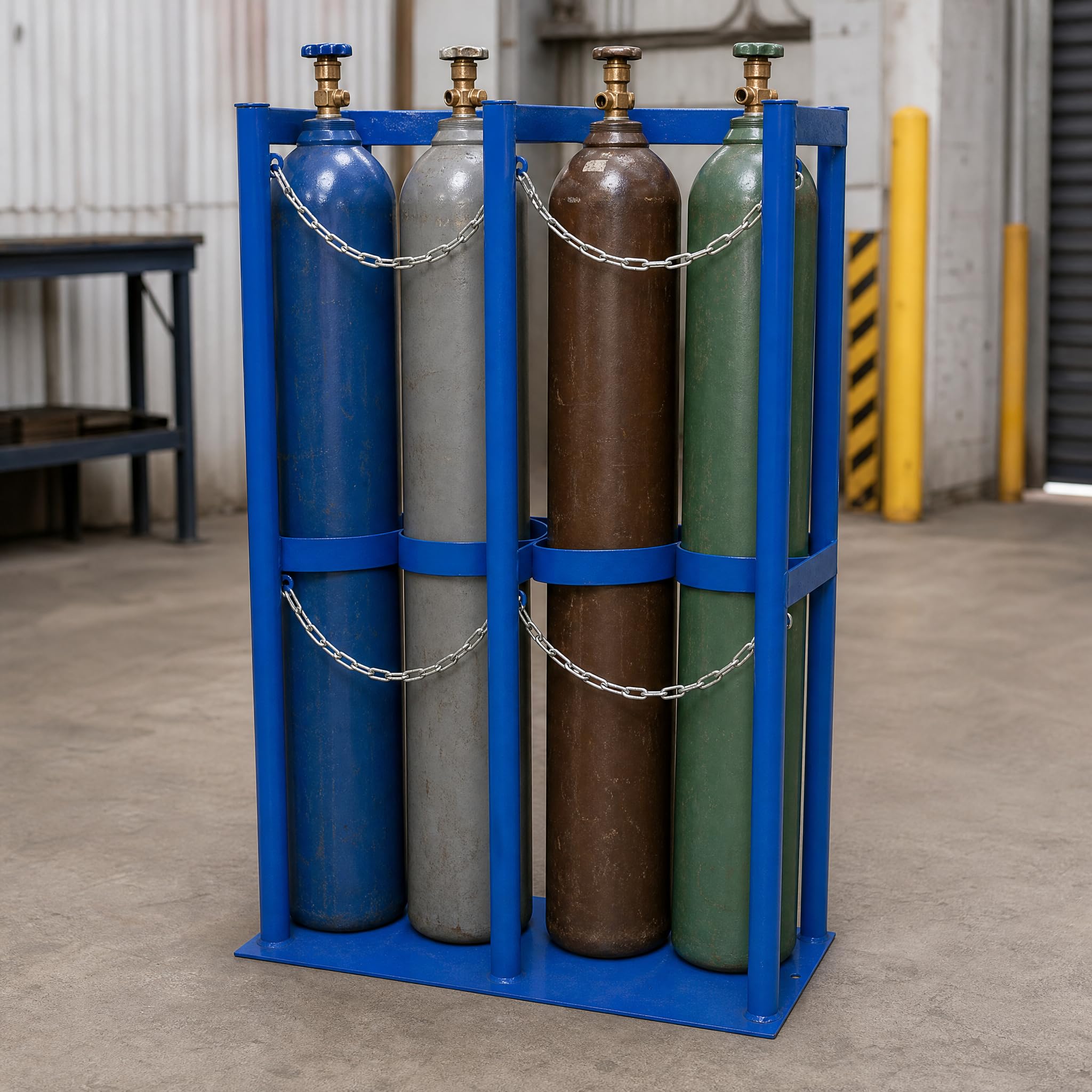 Supporto Rotante per Bombola Gas 40L con Base in Acciaio Zincato per Serbatoi Ossigeno Industriale Stoccaggio Stabile Carrello Mobile per Magazzino Officina , 40L, 3 bottiglie, standard 24cm